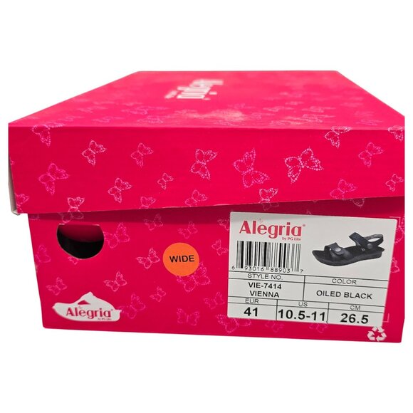 Alegria by PG Lite Sandals Womens 10.5 Wide Vienna Ankle Strap Black Leather - Picture 5 of 15